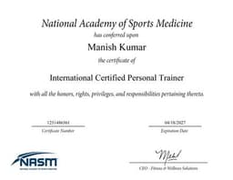 NASM Certified Personal Trainer Certificate