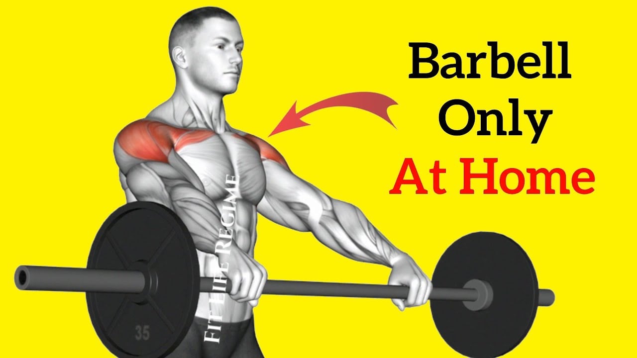 7 Best BARBELL ONLY SHOULDER EXERCISES At Home Without Bench