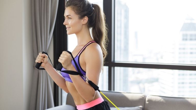 Resistance band chest press at online home