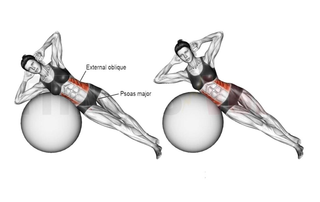 Stability Ball Oblique Crunches